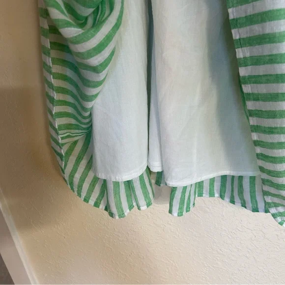 Rails Carolyn Tiered Babydoll Dress Cayman Green Stripe Beach Coastal Loose - Picture 15 of 15